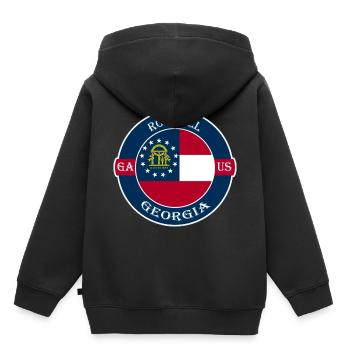 Roswell Georgia Flag USA Travel Souvenir Badge - Sweat Premium à capuche enfant bio - noir - Dos - AI Model Kid Male (0cm)