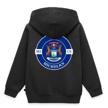 Troy Michigan Flag USA Travel Souvenir Badge - Kids Premium Organic Hoodie - black - Back - AI Model Kid Male (0cm)