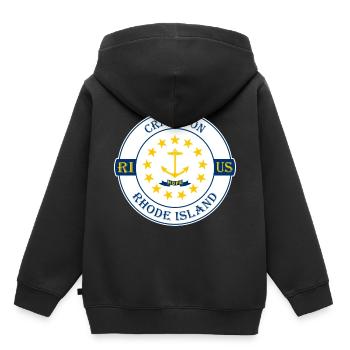 Cranston Rhode Island Flag USA Souvenir Badge - Sweat Premium à capuche enfant bio - noir - Dos - AI Model Kid Male (0cm)