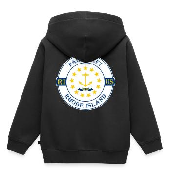 Pawtucket Rhode Island Flag USA Souvenir Badge - Sweat Premium à capuche enfant bio - noir - Dos - AI Model Kid Male (0cm)