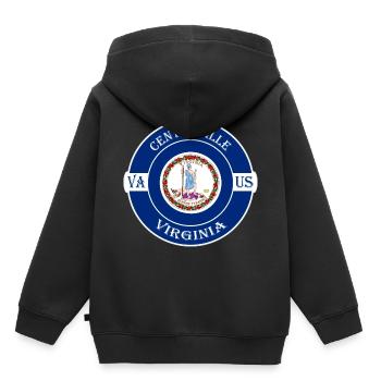 Centreville Virginia Flag USA Souvenir Badge - Sweat Premium à capuche enfant bio - noir - Dos - AI Model Kid Male (0cm)