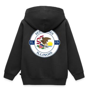 Des Plaines Illinois Flag USA Souvenir Badge - Kids Premium Organic Hoodie - black - Back - AI Model Kid Male (0cm)
