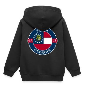 Smyrna Georgia Flag USA Travel Souvenir Badge - Sweat Premium à capuche enfant bio - noir - Dos - AI Model Kid Male (0cm)
