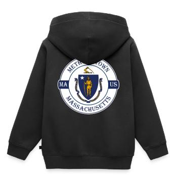 Methuen Town Massachusetts Flag USA Souvenir - Sweat Premium à capuche enfant bio - noir - Dos - AI Model Kid Male (0cm)