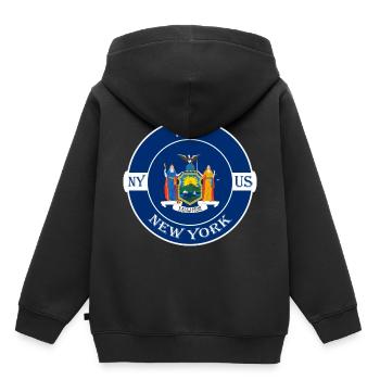 Troy New York Flag USA Travel Souvenir Badge - Kids Premium Organic Hoodie - black - Back - AI Model Kid Male (0cm)
