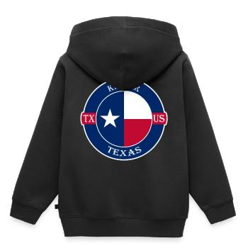 Keller Texas Flagge USA Reise Souvenir Abzeichen - Kinder Premium Organic Hoodie - Schwarz - Hinten - AI Model Kid Male (0cm)