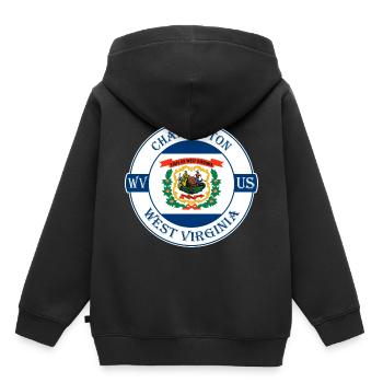 Charleston West Virginia Flagge USA Souvenir Logo - Kinder Premium Organic Hoodie - Schwarz - Hinten - AI Model Kid Male (0cm)