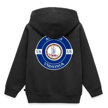 Ashburn Virginia Flag USA Travel Souvenir Badge - Sweat Premium à capuche enfant bio - noir - Dos - AI Model Kid Male (0cm)