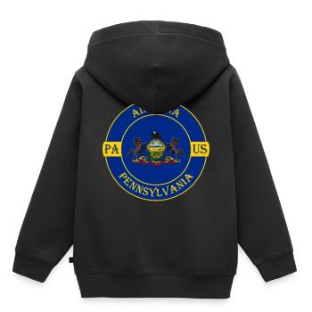 Altoona Pennsylvania Flag USA Souvenir Badge - Sweat Premium à capuche enfant bio - noir - Dos - AI Model Kid Male (0cm)