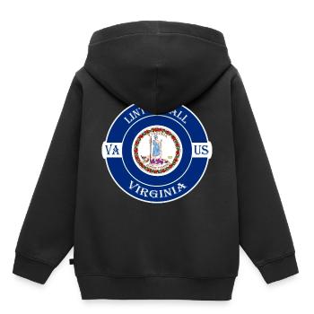 Linton Hall Virginia Flag USA Souvenir Badge - Sweat Premium à capuche enfant bio - noir - Dos - AI Model Kid Male (0cm)