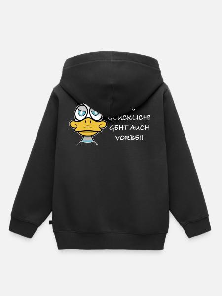 Glücklich, geht auch vorbei! - Kinder Premium Organic Hoodie - Schwarz
