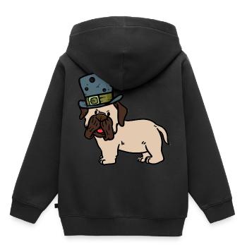 Idée cadeau Dog Owner Pug Hat Mister Sir - Sweat Premium à capuche enfant bio - noir - Dos - AI Model Kid Male (0cm)