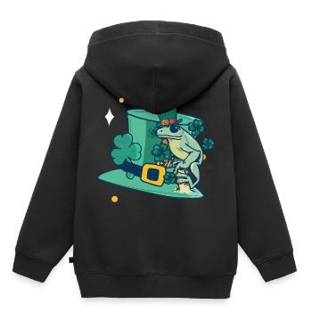 Hut Frosch Glücksbringer Quark Amphibien Geschenk - Kinder Premium Organic Hoodie - Schwarz - Hinten - AI Model Kid Male (0cm)