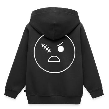 Emoji Sketch Cicatrice Oeil Blanc - Sweat Premium à capuche enfant bio - noir - Dos - AI Model Kid Male (0cm)