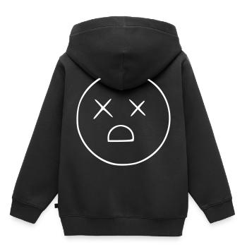Emoji sketch blanc mort - Sweat Premium à capuche enfant bio - noir - Dos - AI Model Kid Male (0cm)