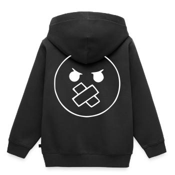 Emoji Skizze Mund verklebt weiß - Kinder Premium Organic Hoodie - Schwarz - Hinten - AI Model Kid Male (0cm)