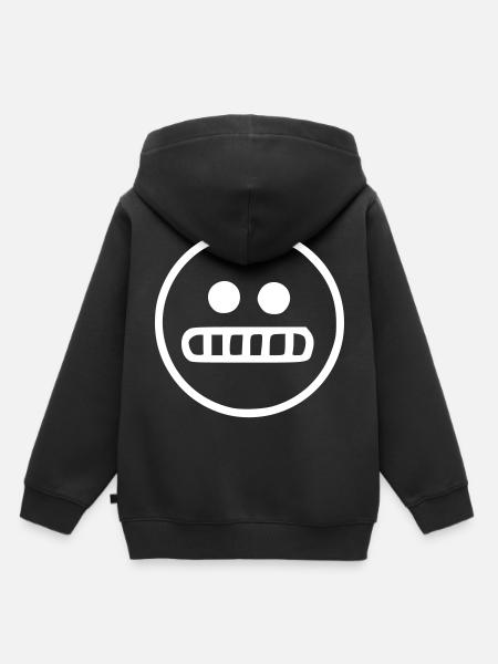Emoji Skizze angespannt weiß - Kinder Premium Organic Hoodie - Schwarz