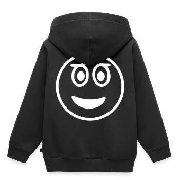 Emoji sketch blanc joyeux - Sweat Premium à capuche enfant bio - noir - Dos - AI Model Kid Male (0cm)