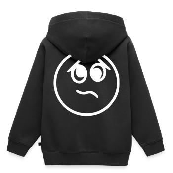 Emoji sketch blanc nerveux - Sweat Premium à capuche enfant bio - noir - Dos - AI Model Kid Male (0cm)