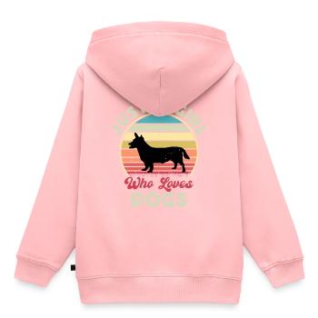 Lancashire Heeler Dog Love Silhouette Retro Sunset - Kinder Premium Organic Hoodie - Rosa - Hinten - AI Model Kid Female (0cm)