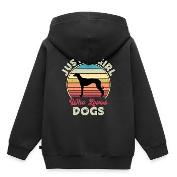Old Croatian Sighthound Dog Silhouette Retro Sun - Kids Premium Organic Hoodie - black - Back - AI Model Kid Male (0cm)
