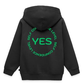 SELF CONFIDENCE LEVEL YES green - Kids Premium Organic Hoodie - black - Back - AI Model Kid Male (0cm)