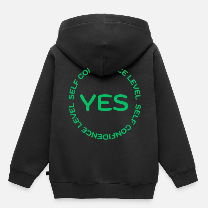 NIVEAU DE CONFIANCE EN SOI OUI vert - Sweat Premium à capuche enfant bio - noir