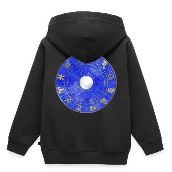 Étoile - Zodiaque - Lune - Ciel étoilé - Sweat Premium à capuche enfant bio - noir - Dos - AI Model Kid Male (0cm)
