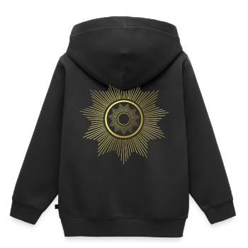 Strahlen - Grafik - grafisches Design - Geometrie - Kinder Premium Organic Hoodie - Schwarz - Hinten - AI Model Kid Male (0cm)