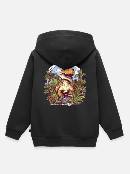 Dinosaurier im Dschungel - Kinder Premium Organic Hoodie - Schwarz