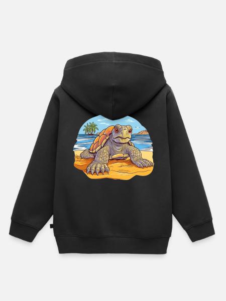 Schildkröte am Strand Illustration - Kinder Premium Organic Hoodie - Schwarz