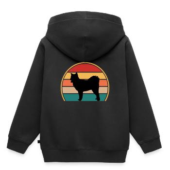 Canadian Eskimo Dog Love Silhouette Vintage Sunset - Sweat Premium à capuche enfant bio - noir - Dos - AI Model Kid Male (0cm)
