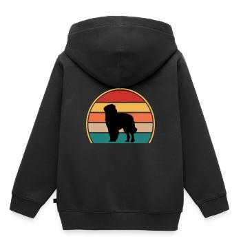 Chien de berger des Carpates Silhouette Rétro Coucher de soleil - Sweat Premium à capuche enfant bio - noir - Dos - AI Model Kid Male (0cm)