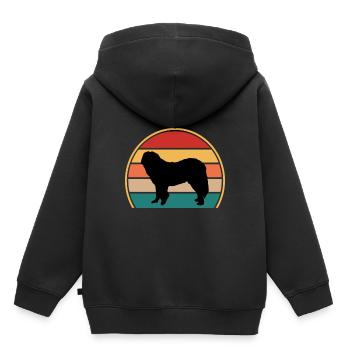 Chien de berger du Caucase Silhouette Rétro Coucher de soleil - Sweat Premium à capuche enfant bio - noir - Dos - AI Model Kid Male (0cm)