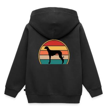 Alte kroatische Windhundhund-Silhouette Retro-Sonne - Kinder Premium Organic Hoodie - Schwarz - Hinten - AI Model Kid Male (0cm)