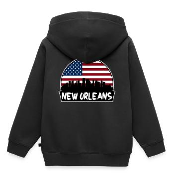 New Orleans Louisiana Usa Flag Skyline Silhouette - Kids Premium Organic Hoodie - black - Back - AI Model Kid Male (0cm)
