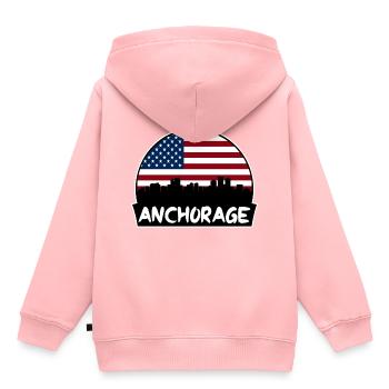 Anchorage Alaska Usa Flag Skyline Silhouette Trave - Kids Premium Organic Hoodie - rose - Back - AI Model Kid Female (0cm)