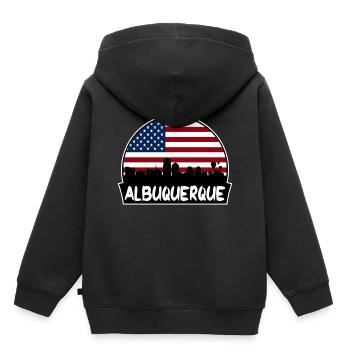 Albuquerque Nouveau-Mexique États-Unis Flag Skyline Silhouette - Sweat Premium à capuche enfant bio - noir - Dos - AI Model Kid Male (0cm)