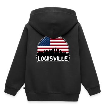 Louisville Kentucky États-Unis Flag Skyline Silhouette Tr - Sweat Premium à capuche enfant bio - noir - Dos - AI Model Kid Male (0cm)