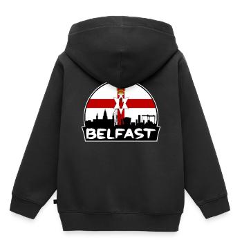 Belfast Irlande du Nord Flag Skyline Silhouette T - Sweat Premium à capuche enfant bio - noir - Dos - AI Model Kid Male (0cm)