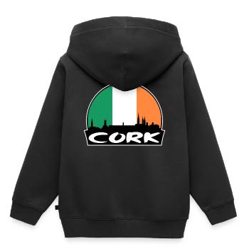 Cork Ireland Flag Skyline Silhouette Travel - Kids Premium Organic Hoodie - black - Back - AI Model Kid Male (0cm)