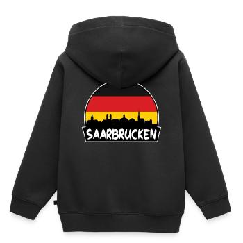 Sarrebruck Allemagne Flag Skyline Silhouette Voyage - Sweat Premium à capuche enfant bio - noir - Dos - AI Model Kid Male (0cm)