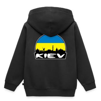 Kiew Ukraine Flagge Skyline Silhouette Reisen - Kinder Premium Organic Hoodie - Schwarz - Hinten - AI Model Kid Male (0cm)