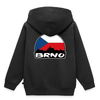Brünn Tschechien Flagge Skyline Silhouette Reisen - Kinder Premium Organic Hoodie - Schwarz - Hinten - AI Model Kid Male (0cm)