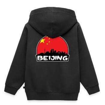 Beijing China Flag Skyline Silhouette Travel - Kids Premium Organic Hoodie - black - Back - AI Model Kid Male (0cm)