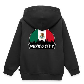 Mexico City Mexico Flag Skyline Silhouette Voyage - Sweat Premium à capuche enfant bio - noir - Dos - AI Model Kid Male (0cm)