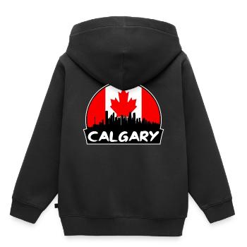 Calgary Canada Flag Skyline Silhouette Voyage - Sweat Premium à capuche enfant bio - noir - Dos - AI Model Kid Male (0cm)