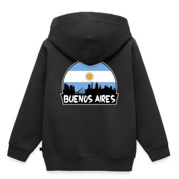 Buenos Aires Argentine Flag Skyline Silhouette Tra - Sweat Premium à capuche enfant bio - noir - Dos - AI Model Kid Male (0cm)