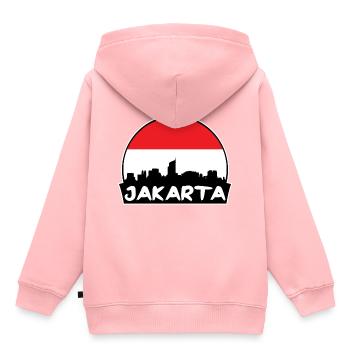 Jakarta Indonesien Flagge Skyline Silhouette Reisen - Kinder Premium Organic Hoodie - Rosa - Hinten - AI Model Kid Female (0cm)