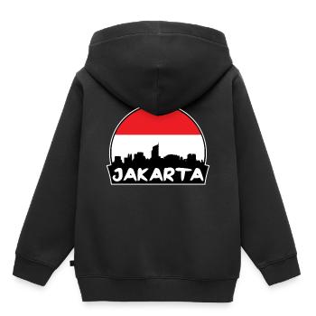 Jakarta Indonesien Flagge Skyline Silhouette Reisen - Kinder Premium Organic Hoodie - Schwarz - Hinten - AI Model Kid Male (0cm)